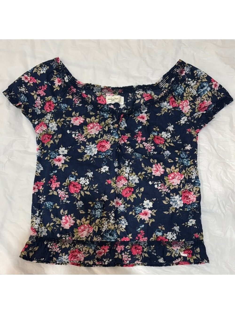 Abercrombie & Fitch Floral Navy Blouse